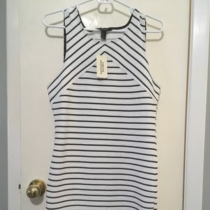 Sleeveless black and white mini dress